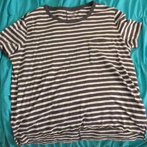 Gray & white striped boyfriend tee